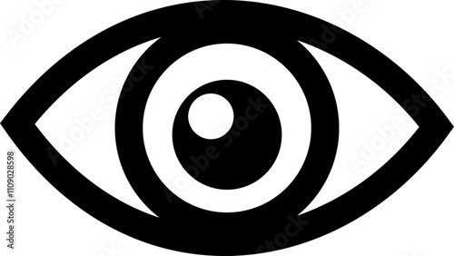 Black eye icon. Bold outline detail , eyesight pictogram, see, visible, retina solid icons, Minimalist vector graphic design elements. Simple geometric design. isolated on transparent background