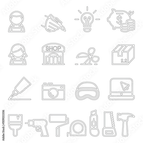 Craftsman , DIY , Craft , Product design icon set in thin line style