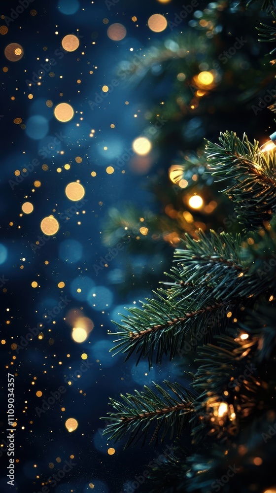 custom made wallpaper toronto digitalChristmas garland with bokeh lights on dark blue background