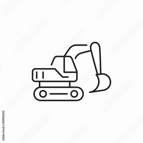 excavator construction icon sign vector