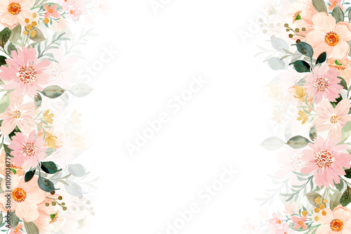 watercolor flower frame background for design