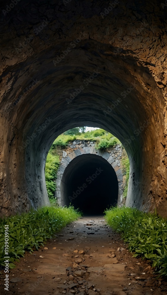Obraz premium Tunnel through a mountain or underground.