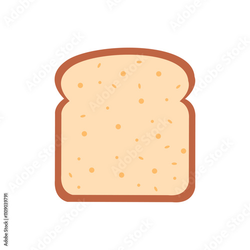 flat design single bread slice stock vector illustration, logo, and icon isolated on a white background