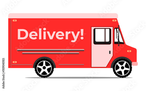 red delivery van on a white background