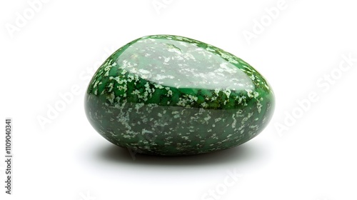 Uvarovite stone on a white background. The beauty of stunning green hues of uvarovite stone.  photo