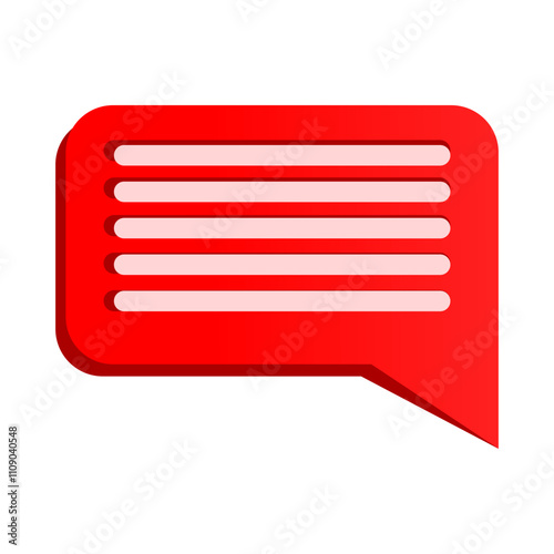 Red 3d chat icon isolated on white background. Chatting, message, symbol, vector.
