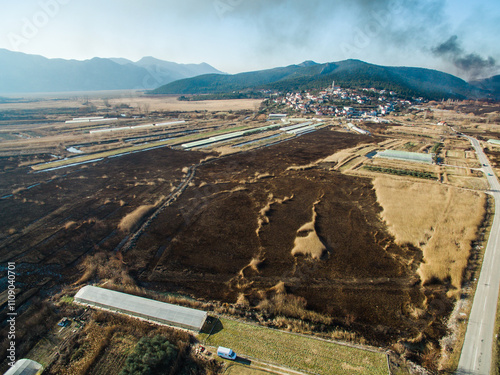 Environmental Impact of Seasonal Vegetation Burning near Village Vid in Dalmatia, Highlighting Human Influence on Nature and Ecosystems....... photo