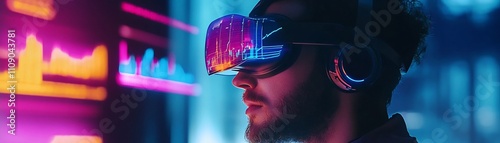 Futuristic Man Analyzing Cr...