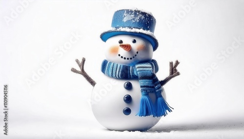 Adorable Winter Snowman Decor Idea. Perfect for Christmas Themes, Blue Scarf & Beanie Details for Kids, Parties, or Cozy Holiday Vibes. Unique DIY or Festive Centerpiece Inspiration photo