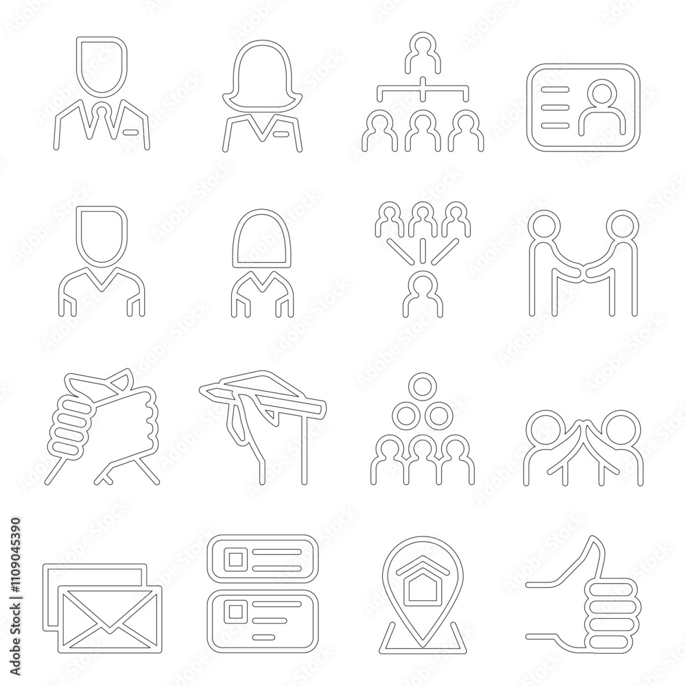 Fototapeta premium Social media & Social Network icon set in thin line style