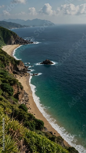 Two seas view from a hill on Amami Island, Kagoshima Prefecture. photo