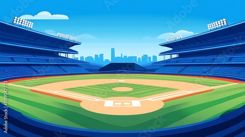 Empty baseball stadium on a sunny day.  Ready for the game!