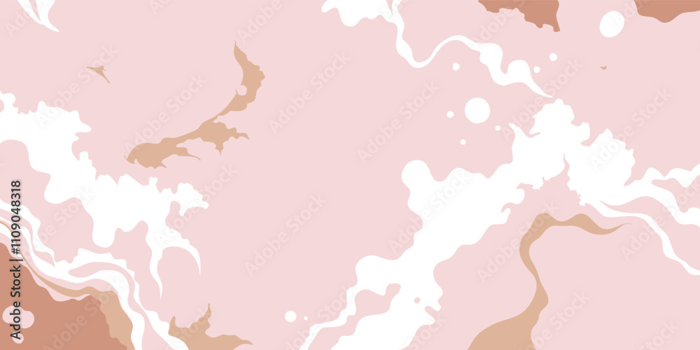 White splatters of various sizes create an abstract design on a pink pastel background, forming a unique and artistic visual White splatters of various sizes create an abstract design on a pink pastel background, forming a unique and artistic visual