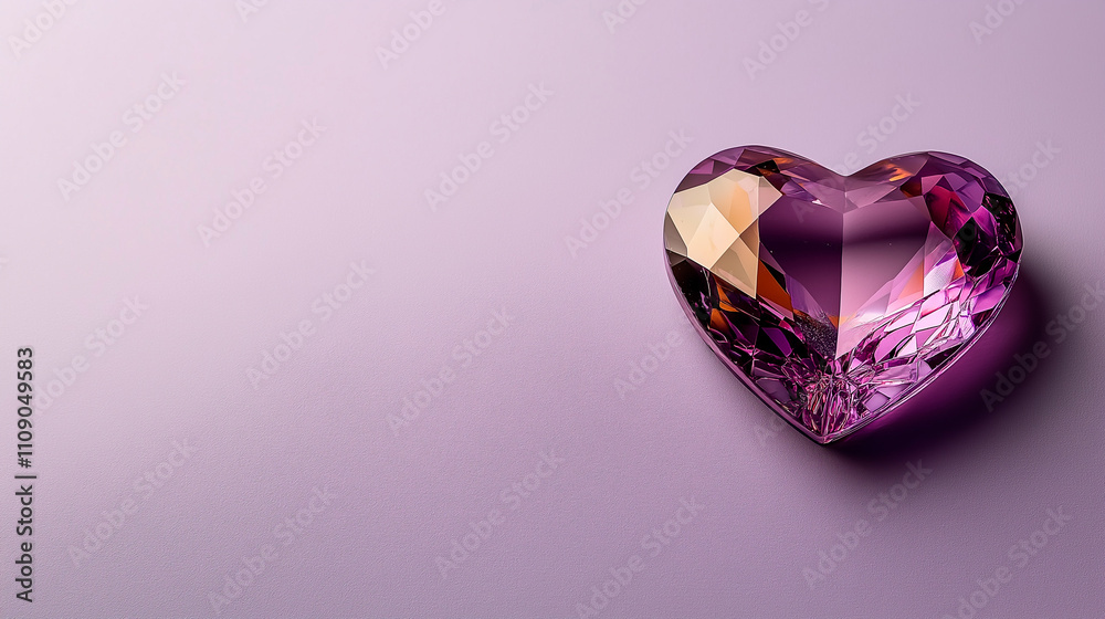 Purple Heart-shape jewel, gem. Purple Heart-shape jewel, gem.