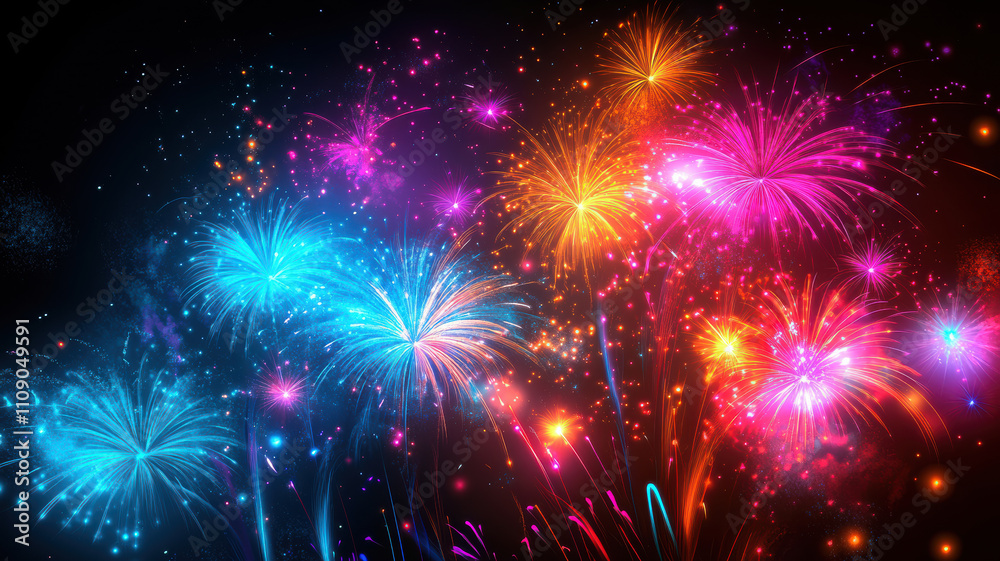 Fototapeta premium New Year’s celebration with vibrant fireworks