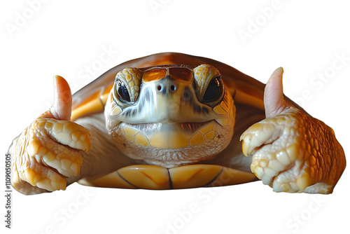 Turtle Power:  A charming turtle gives a double thumbs-up, conveying approval, encouragement, and positive vibes.  Perfect for projects needing a touch of quirky charm.  photo