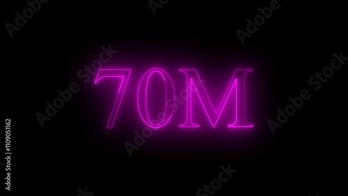 70M. Electric lightning text. Burning Logo reveal animation on black background. photo