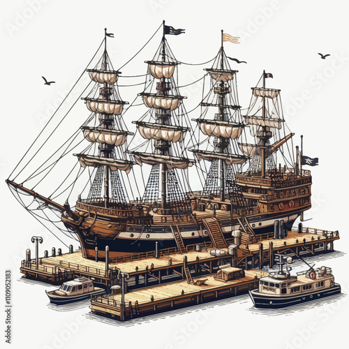 ship isolated on white
