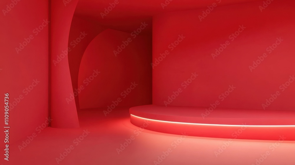 Obraz premium Luxurious Red Abstract Design: Curved Shapes and Text Replication Space