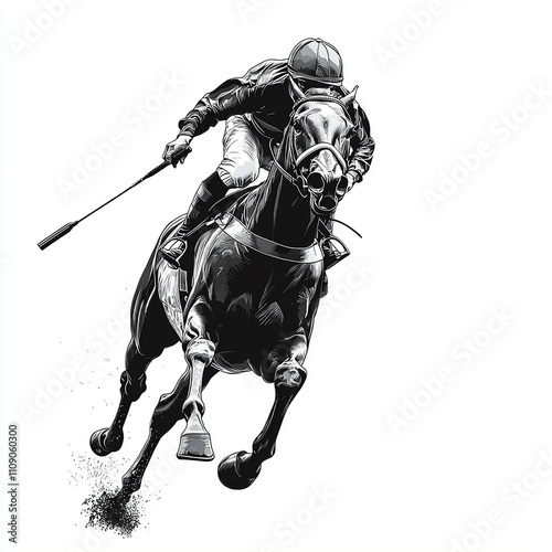 a man riding a horse with white background generated by AI