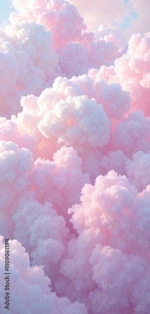 Pastel colored cotton candy clouds with fluffy white and pink puffs, soft pastels, whimsical scene Pastel colored cotton candy clouds with fluffy white and pink puffs, soft pastels, whimsical scene