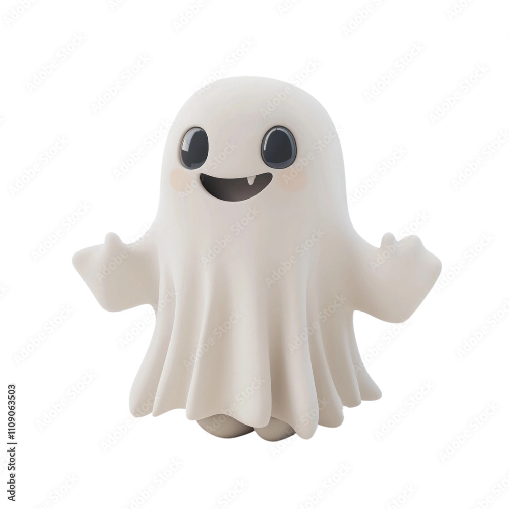 Adorable Halloween ghost with a friendly smile,on a transparent background Adorable Halloween ghost with a friendly smile,on a transparent background
