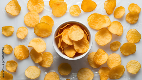 potato chips in bowl and spread 