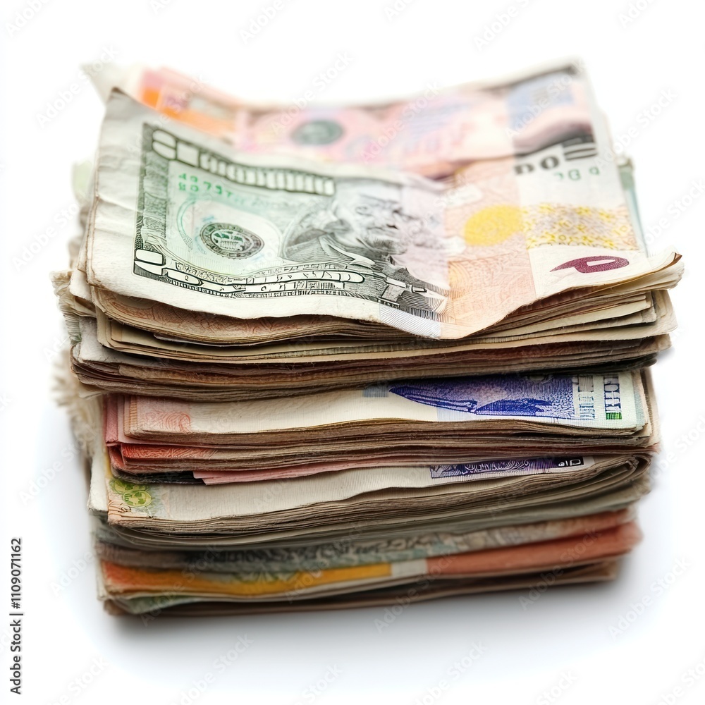 Wads of Money Isolated on White Background Generative AI Wads of Money Isolated on White Background Generative AI