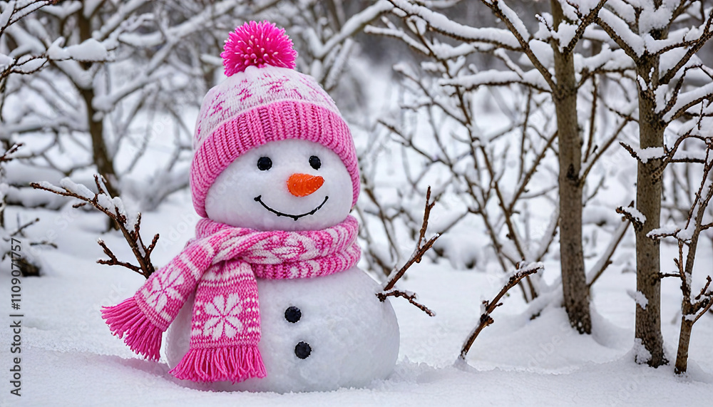 Fototapeta premium snowman in the snow
