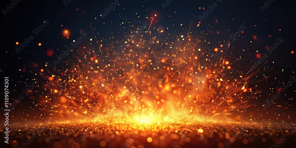 Fototapeta premium Embers and spark particles isolated on background, embers, fire, particles, glowing, hot, sparks, blaze,flickering, floating