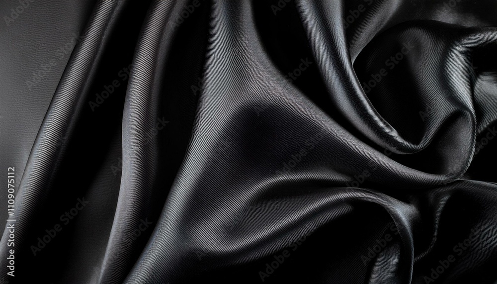 Fototapeta premium black pearl wave fabric silk frame abstract texture copy space background