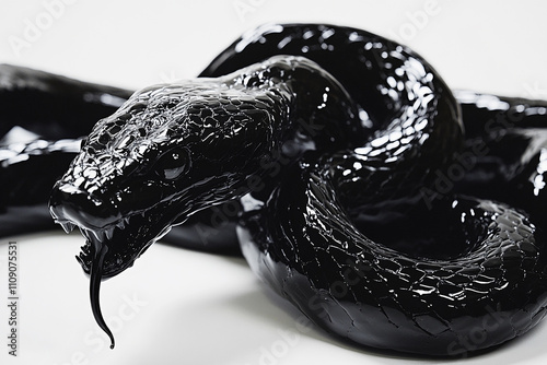 a black venomous snake with white background generated by AI