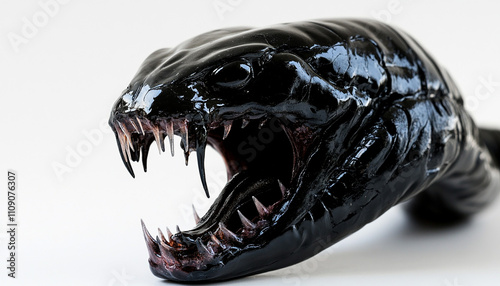 a black venomous snake with white background generated by AI