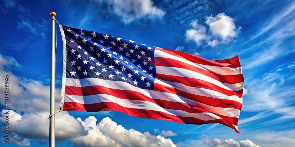 Obraz premium American flag fluttering in the wind