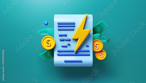 electricity bill icon 3d illustration