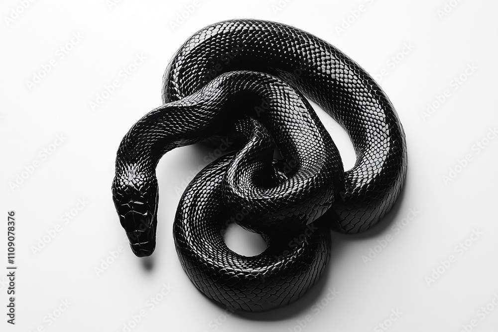Fototapeta premium a black venomous snake with white background generated by AI