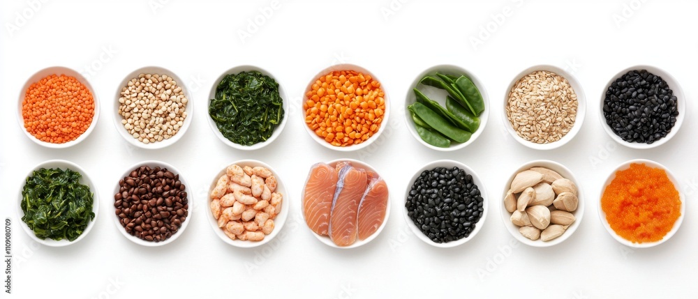 Naklejka premium Healthy meal preparation kitchen food photography bright environment overhead view nutrition focus