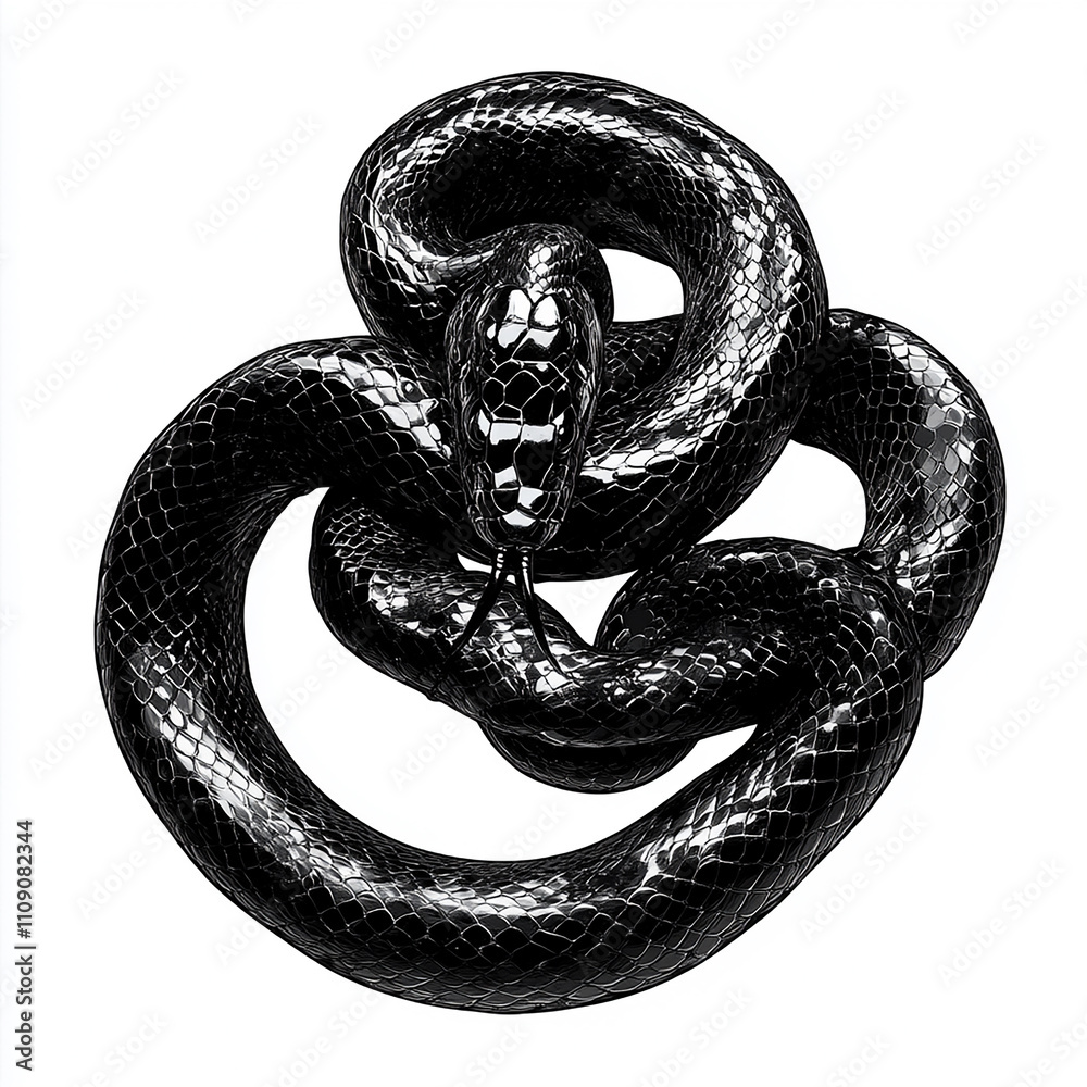 Obraz premium a black venomous snake with white background generated by AI