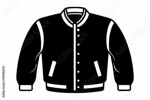 letterman jacket silhouette icon on background,letterman jacket icon vector.