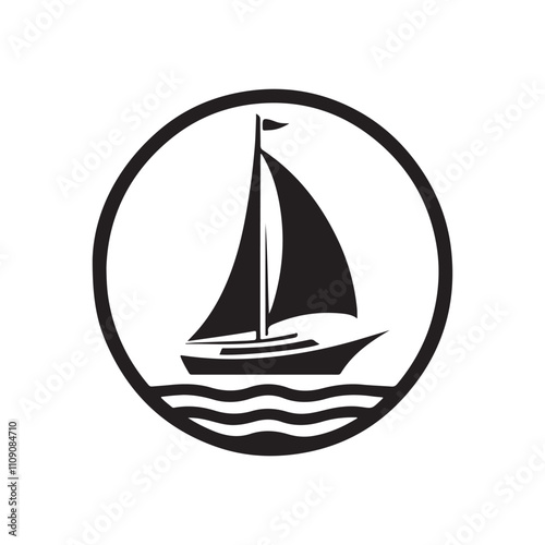  Vintage-Inspired Sailboat Silhouette Graphic Design photo