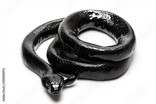 a black venomous snake with white background generated by AI