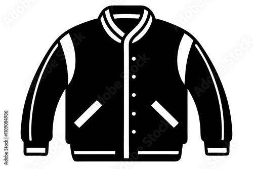 letterman jacket silhouette icon on background,letterman jacket icon vector.