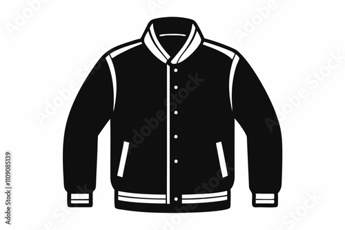 letterman jacket silhouette icon on background,letterman jacket icon vector.