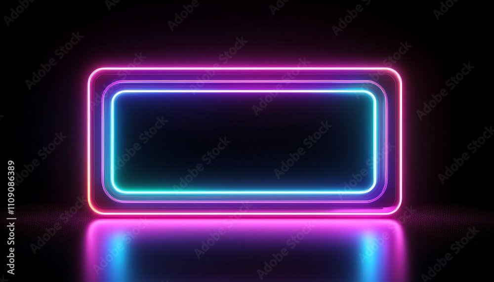 A vibrant neon rectangular frame with glowing edges set against a dark background, creating a striking visual contrast. A vibrant neon rectangular frame with glowing edges set against a dark background, creating a striking visual contrast.