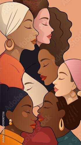 Diversity and Beauty: An Illustration Showing Sisterhood Through Female Friendship