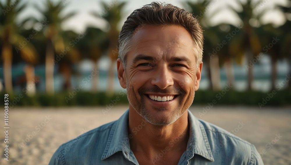 Vacation portrait of a smiling man. Vacation portrait of a smiling man.