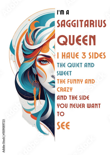 Bold Sagittarius Woman Queen Art | Zodiac Queen Astrology Prints | Vibrant Sagittarius Wall Decor and Gift Ideas