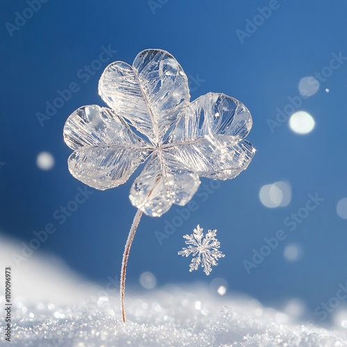 snowflake on blue photo