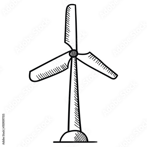 Hand drawn doodle windmill on white background.