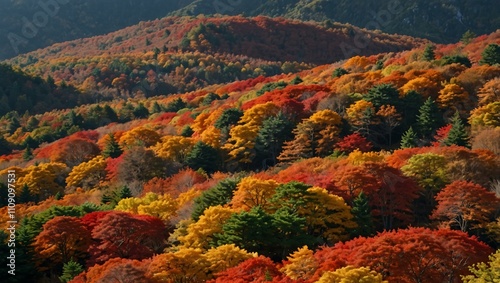 Vibrant autumn leaves on Mount Hakkoda. photo